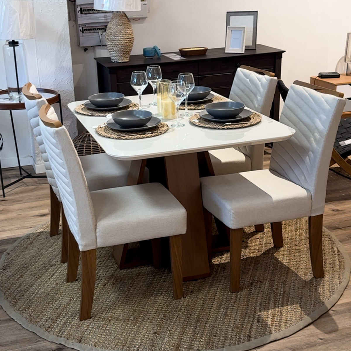 Mesa de Comedor Rectangular - Línea París - Blanco
