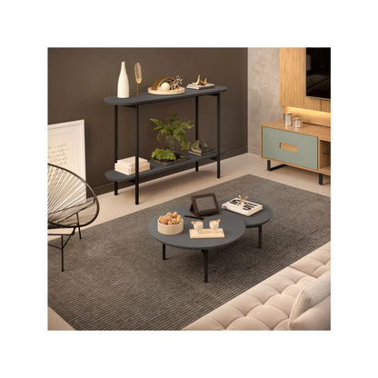 Mesa De Living MDF y Metal - Charlote Gris