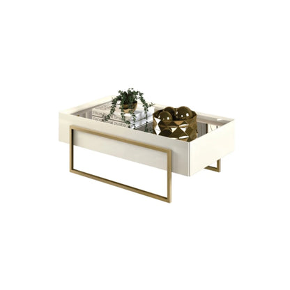 Mesa de Living Vidrio y Metal - Línea París - Blanco