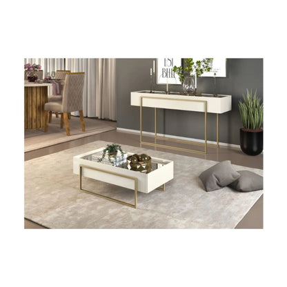 Mesa de Living Vidrio y Metal - Línea París - Blanco