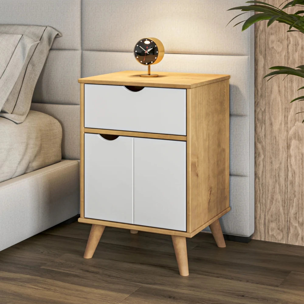 Mesa de luz 1 Cajón 1 Puerta - Linea Berlín - Blanco