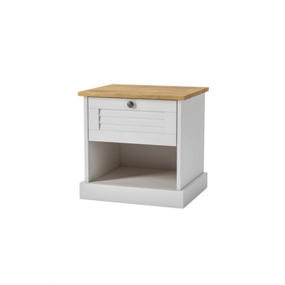 Mesa de Luz - 1 Cajon - 1 Estante - Línea Oslo - Blanco