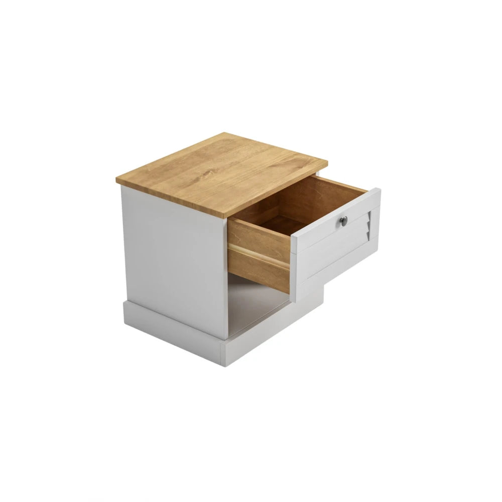 Mesa de Luz - 1 Cajon - 1 Estante - Línea Oslo - Blanco