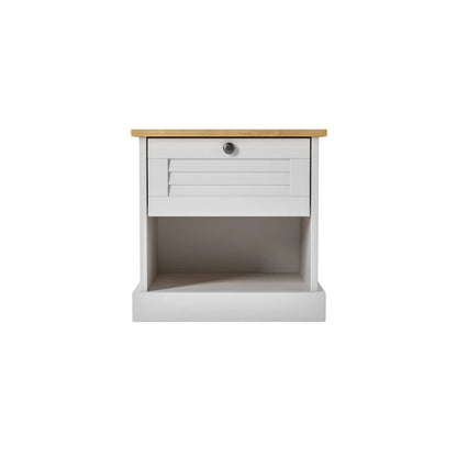 Mesa de Luz - 1 Cajon - 1 Estante - Línea Oslo - Blanco