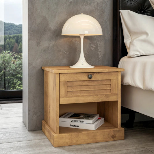 Mesa de Luz - 1 Cajon - 1 Estante - Línea Oslo - Natural