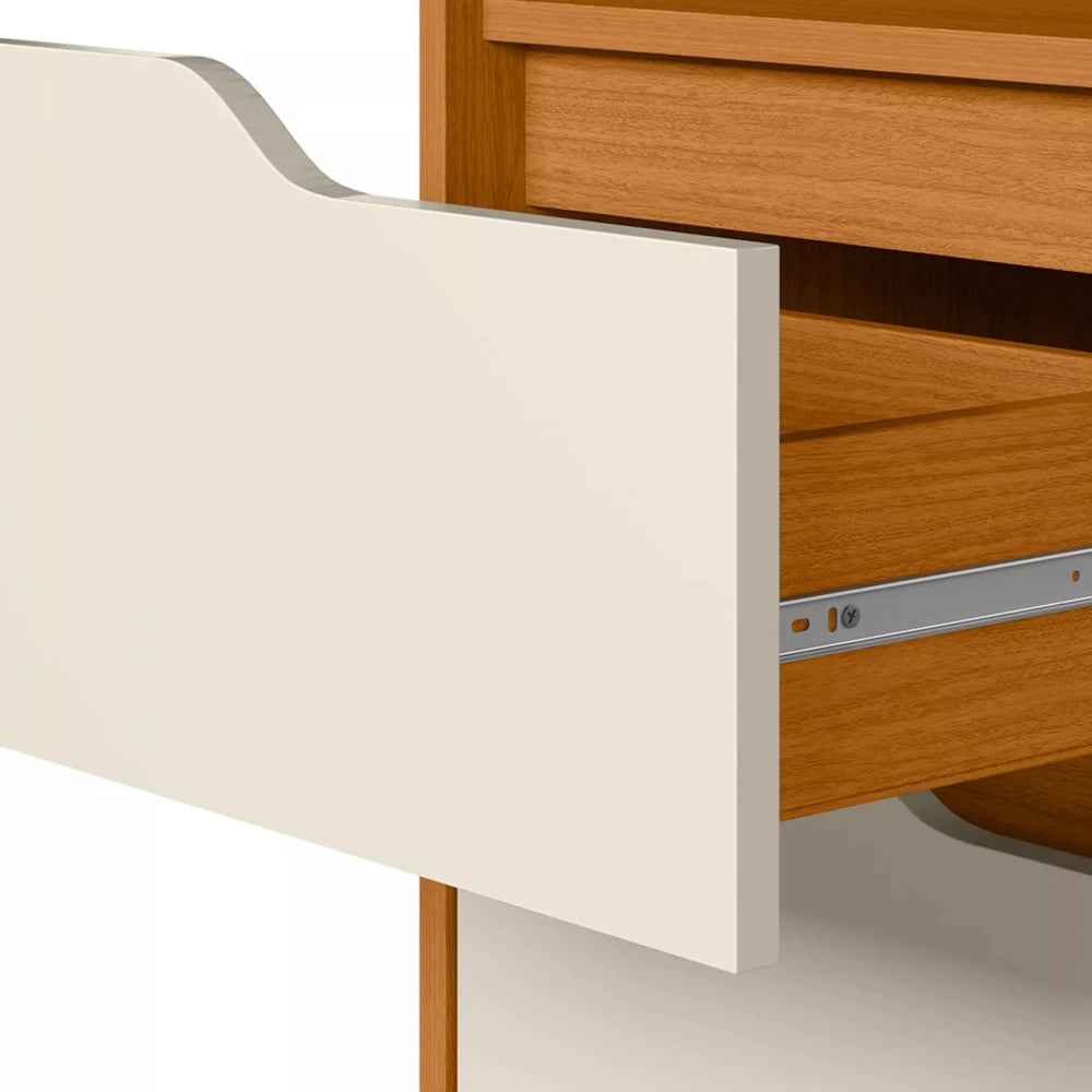 Mesa de Luz 2 Cajones - Línea Fit - Marrón/Blanco