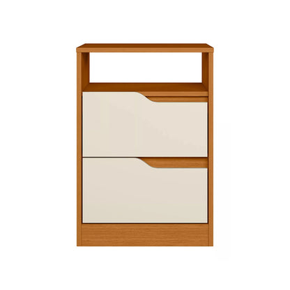 Mesa de Luz 2 Cajones - Línea Fit - Marrón/Blanco