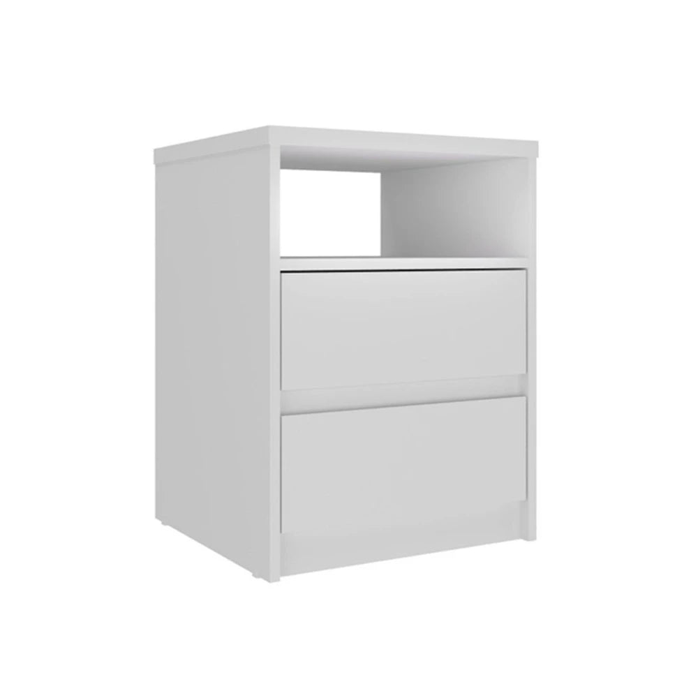 Mesa de Luz 2 Cajones - Línea Clara - Blanco