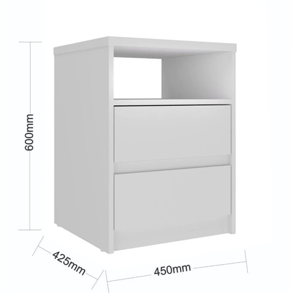 Mesa de Luz 2 Cajones - Línea Clara - Blanco