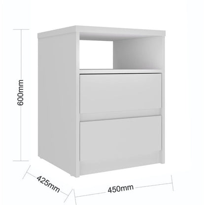 Mesa de Luz 2 Cajones - Línea Clara - Blanco