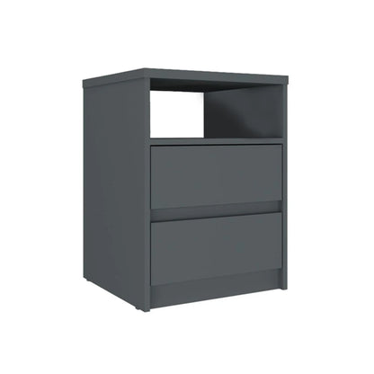 Mesa de Luz 2 Cajones - Línea Clara - Gris