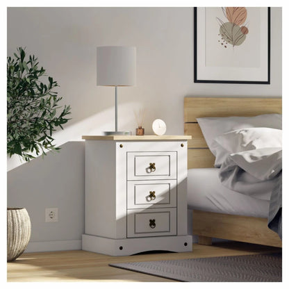 Mesa de luz 3 cajones - Línea Monterrey - Blanco