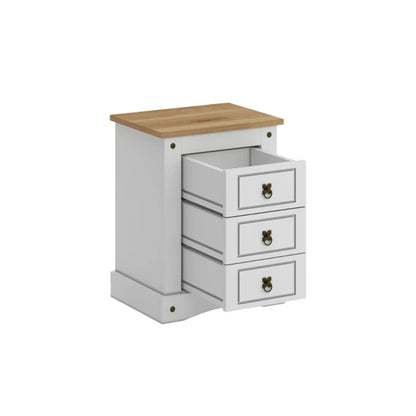 Mesa de luz 3 cajones - Línea Monterrey - Blanco