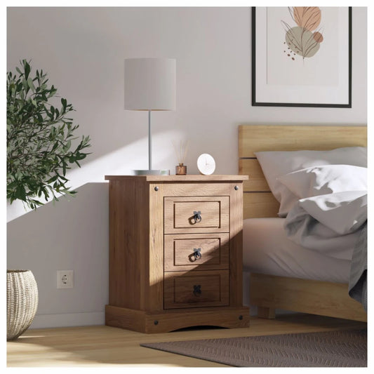 Mesa de luz 3 cajones - Línea Monterrey - Nogal