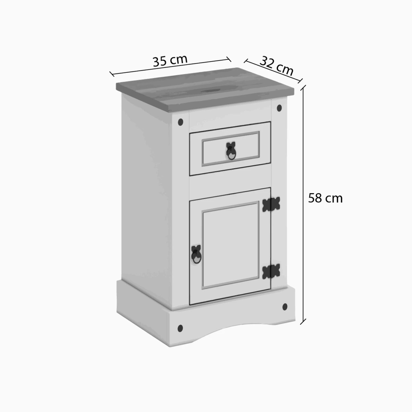 Mesa de luz 1 puerta 1 cajón - Eco - Línea Monterrey