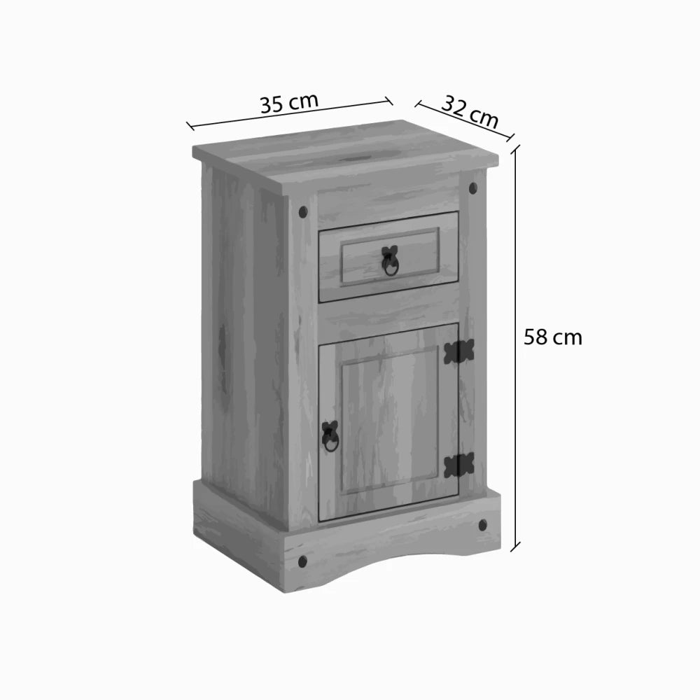 Mesa de luz 1 puerta 1 cajón - Eco - Línea Monterrey - Nogal