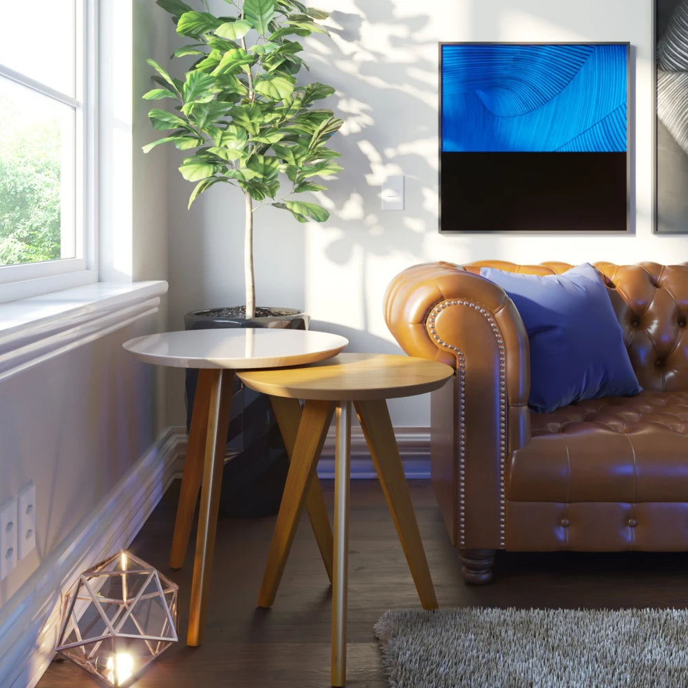 Mesa Lateral Conjunto - Línea Nevada - Blanco/Natural