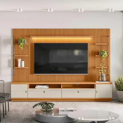 Modular para Tv Ouro Rack + Panel 2 Laterales - Línea Haus