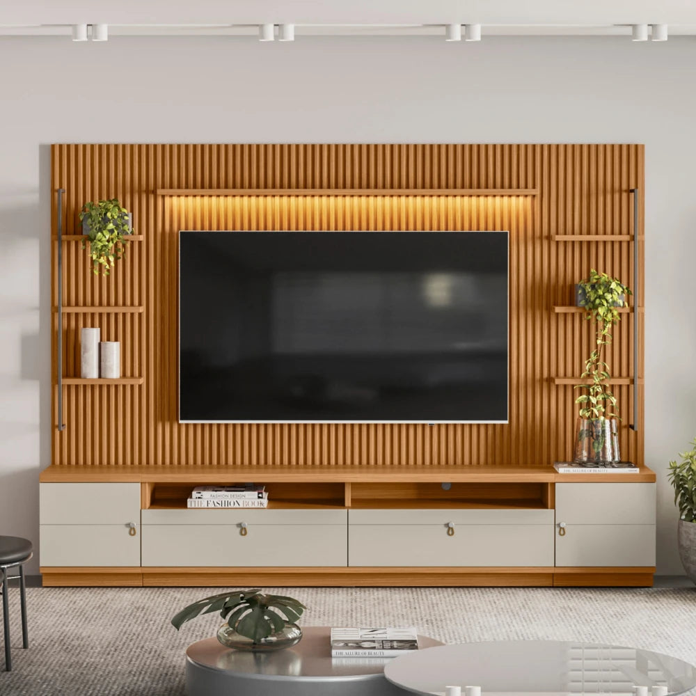 Modular para Tv Ouro Rack + Panel 2 Laterales - Línea Haus