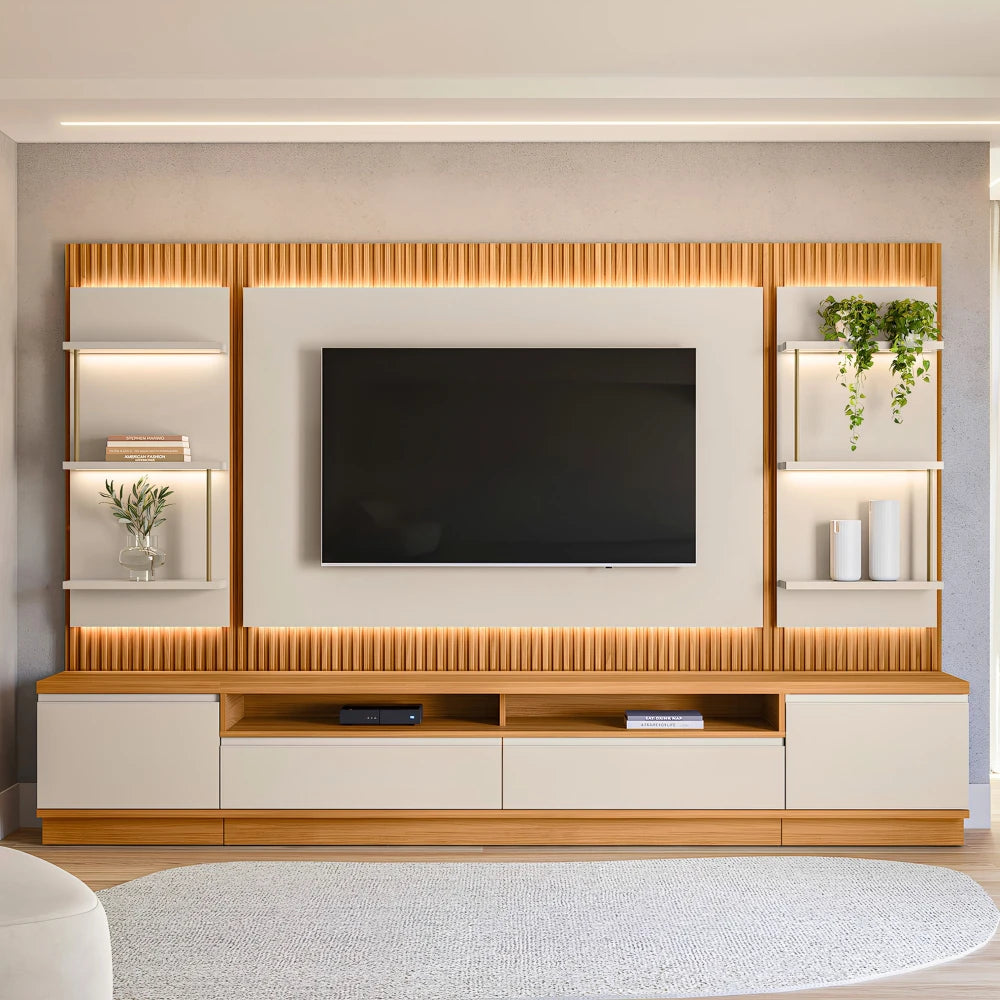 Modular para Tv San Paulo Rack + Panel 2 Laterales - Línea Haus