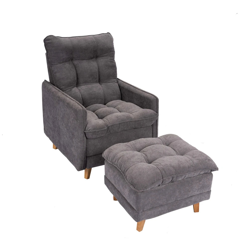 Poltrona reclinable Con Puff - Luxor - Gris