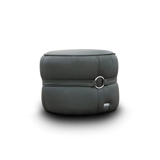 Puff 100% Cuero - Mia - Gris