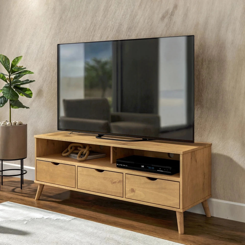 Rack de TV 3 Cajones Madera - Línea Berlin - Blanco