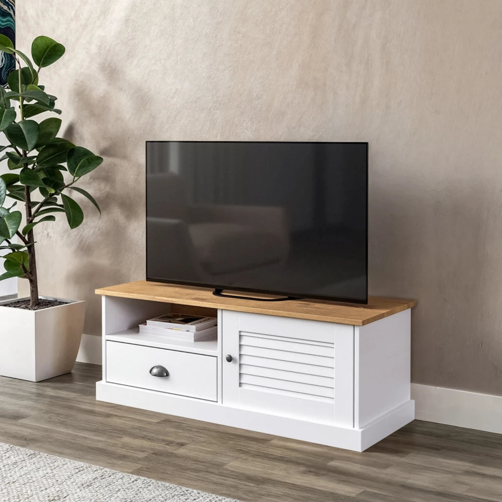 Rack de TV - 1 Puerta - 1 Cajón - Línea Oslo - Blanco