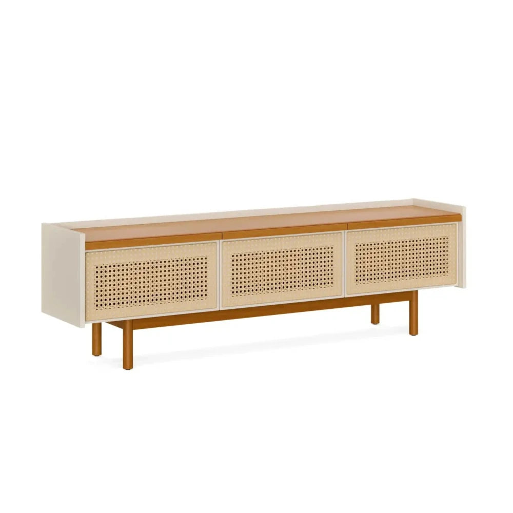 Rack de TV Dune Rattan 1.8 - Línea Nevada - Blanco/Natural