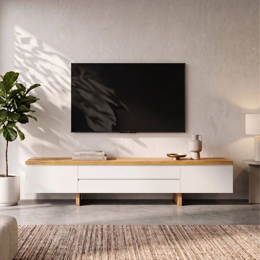 Rack de TV SUD 2.2 - Linea Nevada - Off White / Cinamomo