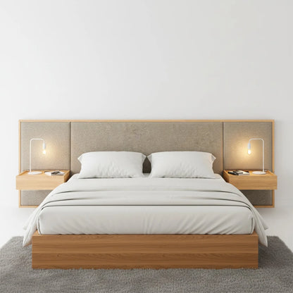 Respaldo 2 plazas con mesa de luz Tapizado Full - Nordik - Fix