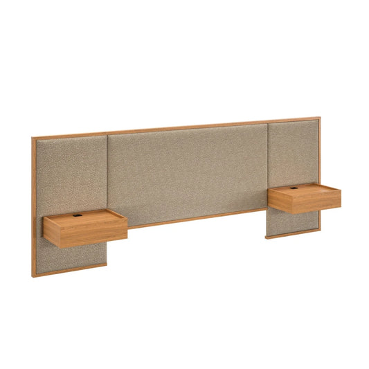 Respaldo 2 plazas con mesa de luz Tapizado Full - Nordik - Marrón