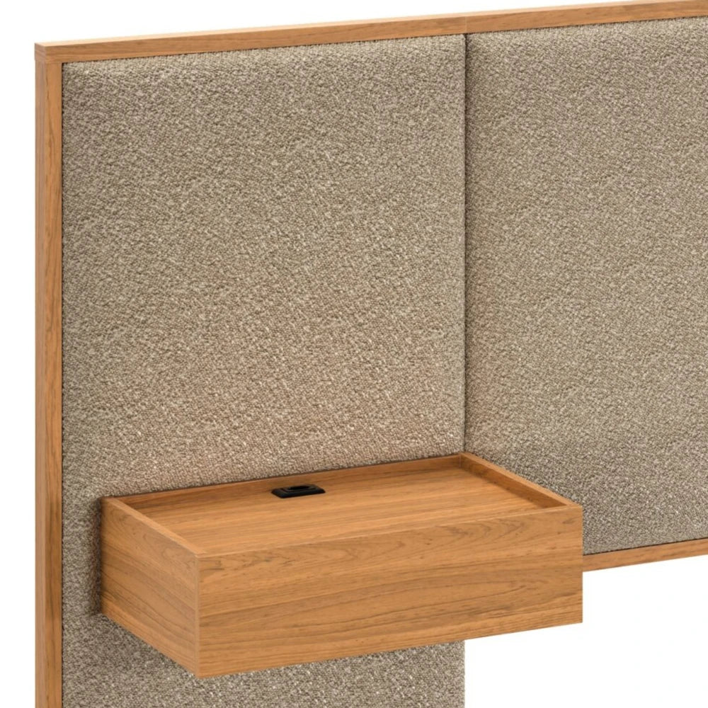 Respaldo 2 plazas con mesa de luz Tapizado Full - Nordik - Marrón