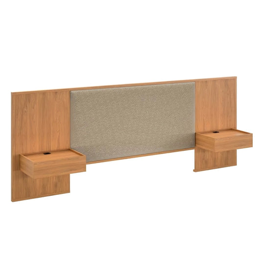 Respaldo 2 plazas con mesa de luz Tapizado - Nordik - Marrón