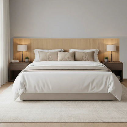 Respaldo 2 plazas continuo con mesa de luz - Nordik - Text Frizz