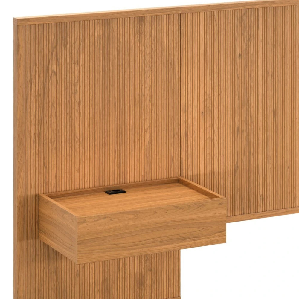 Respaldo King continuo con mesa de luz - Nordik - Marrón