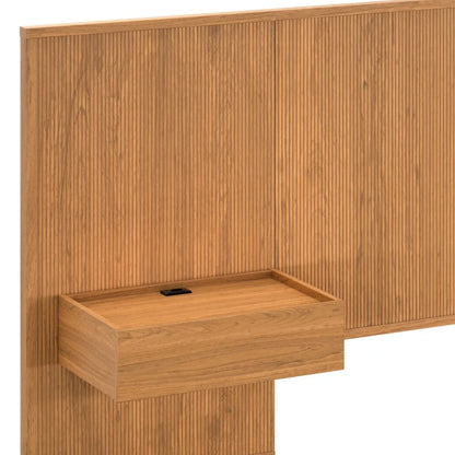 Respaldo King continuo con mesa de luz - Nordik - Marrón