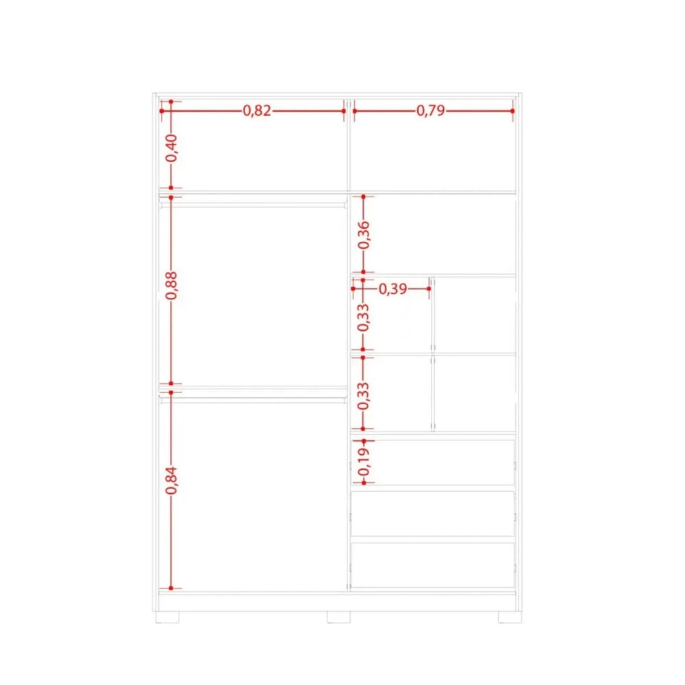 Ropero 2 puertas con Espejo - Linea FIT - Negro