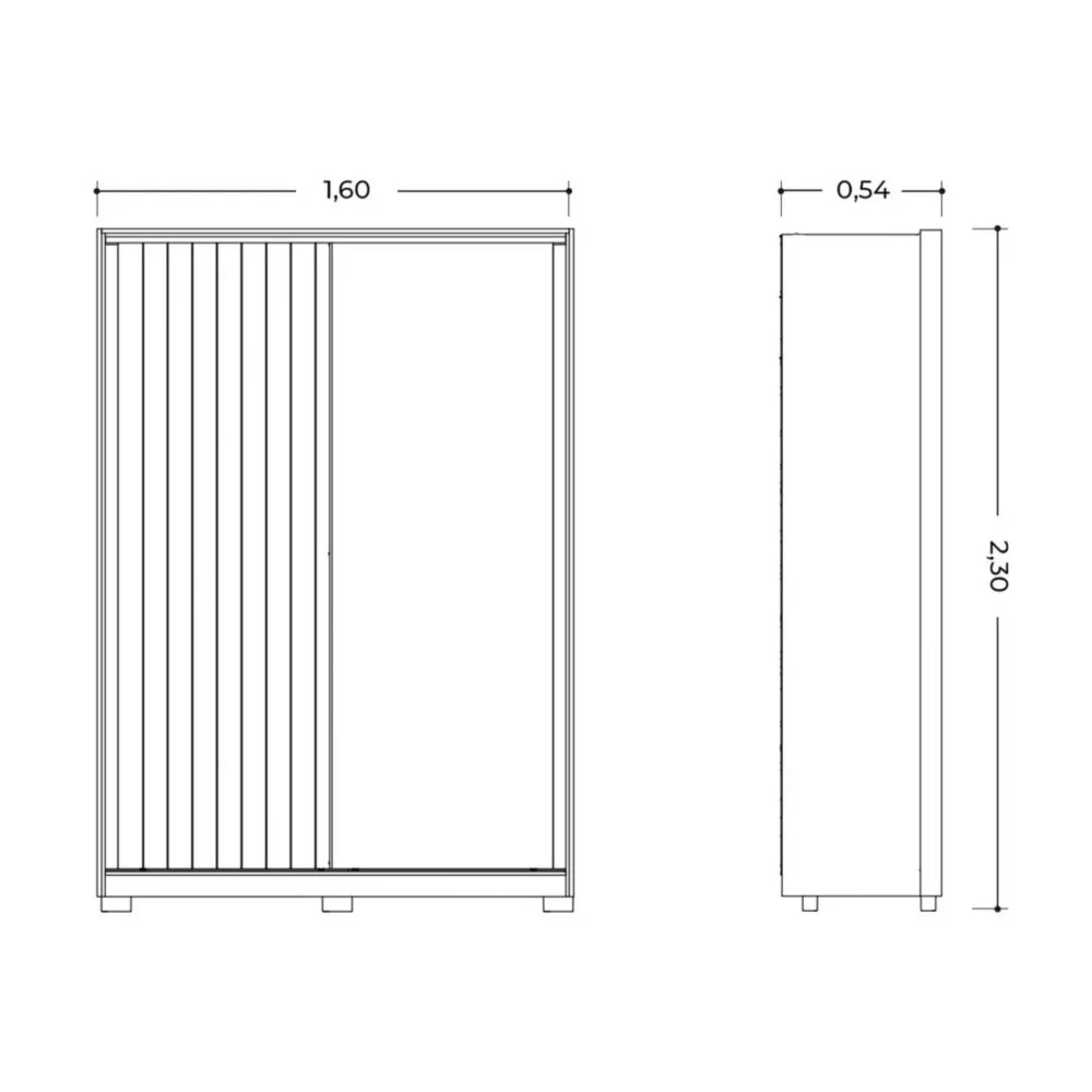 Ropero 2 puertas con Espejo - Linea FIT - Negro