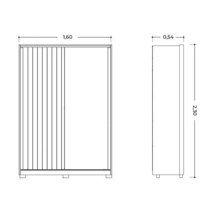 Ropero 2 puertas con Espejo - Linea FIT - Negro