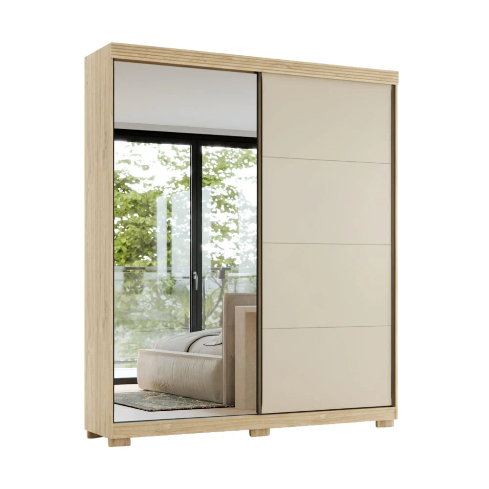 Ropero 2 puertas corredizas con espejo - Nordik