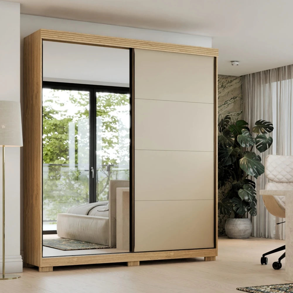 Ropero 2 puertas corredizas con espejo - Nordik