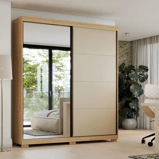 Ropero 2 puertas corredizas con espejo - Nordik