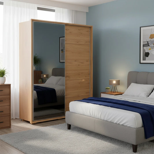 Ropero 2 puertas corredizas Nordik Reflect 1.8 - Marrón