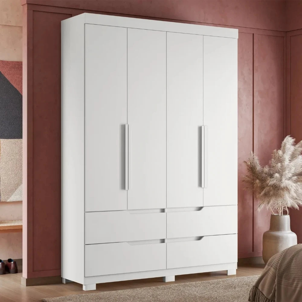 Ropero 4 puertas 4 cajones - Línea FIT - Blanco