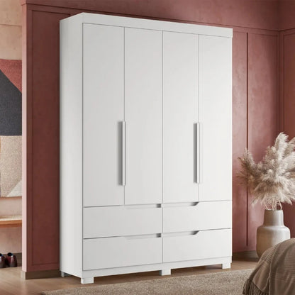 Ropero 4 puertas 4 cajones - Línea FIT - Blanco