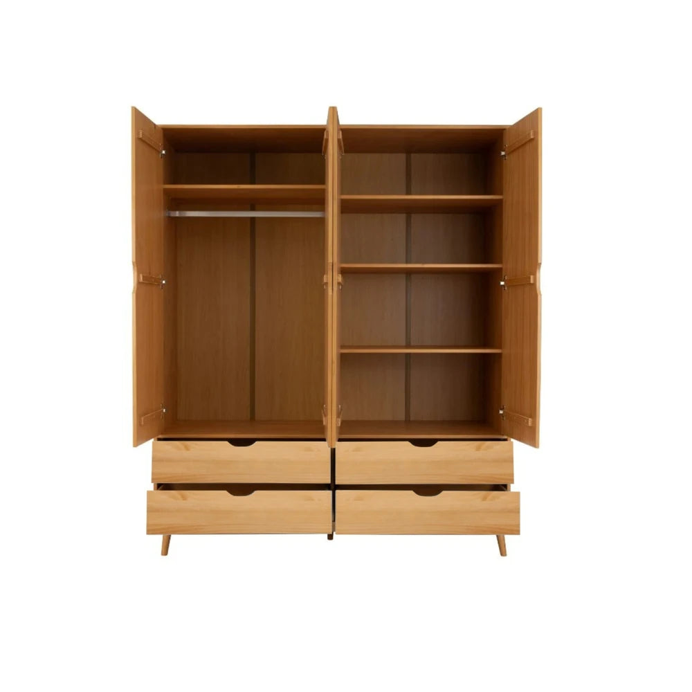 Ropero - 4 Puertas - 4 Cajones - Línea Praga - Roble