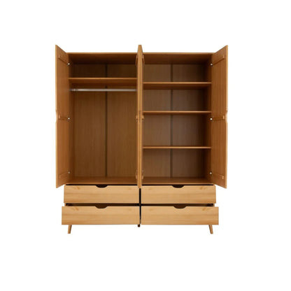 Ropero - 4 Puertas - 4 Cajones - Línea Praga - Roble