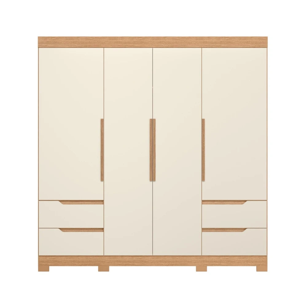 Ropero 4 puertas y 4 cajones - Vivacce - Línea FIT - Roble/blanco