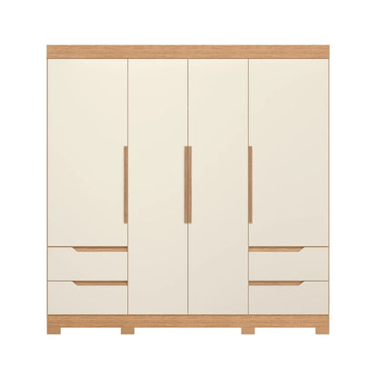 Ropero 4 puertas y 4 cajones - Vivacce - Línea FIT - Roble/blanco